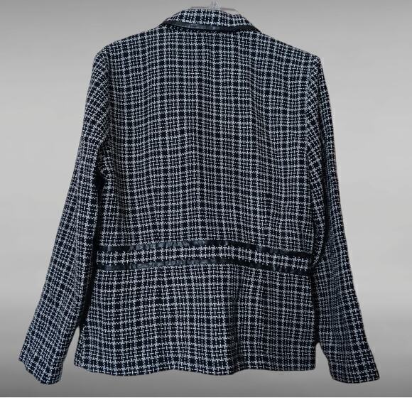 VINTAGE Y2K Blazer Jacket Size Large Black and White Plaid - Picture 2 of 4